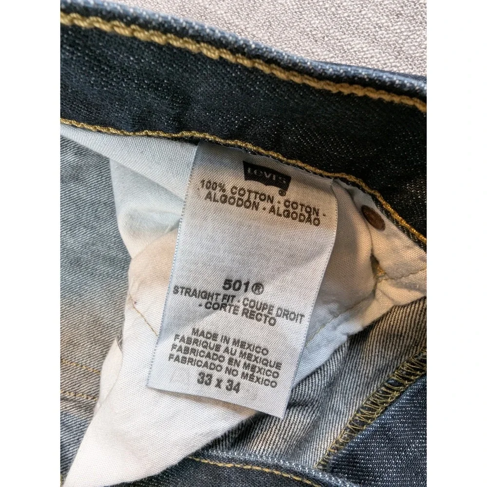 Levis 501 Jeans Mens Sz 33 (31x34) Blue Dark Wash Straight Fit Denim Button Fly